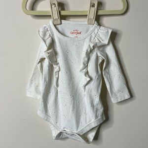 Cat & Jack Baby Ivory/Gold Ruffle Onesie 0-3 Months